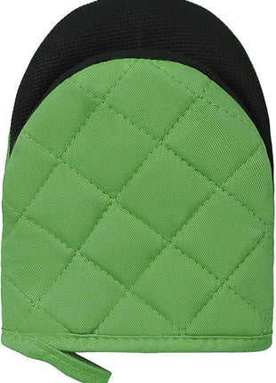 1 Pair Short Oven Mitts, Heat Resistant Silicone Kitchen Mini Oven Mitts for 500 Degrees, Non-Slip Grip Surfaces and Hanging Loop Gloves, Baking Grilling Barbecue Microwave Machine Washable