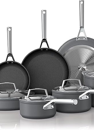 Ninja Foodi NeverStick Professional 12-Piece Cookware Set, Hard-Anodized, Nonstick, Durable & Oven Safe to 500°F, Slate Grey, C39800