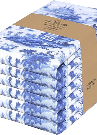 Urban Villa Kitchen Towels Set of 6 French Toile Kitchen Towels 20X30 Inches 100% Cotton Highly Absorbent Kitchen Towels Premium Quality Ultra Soft Mitered Corners KitchenTowels