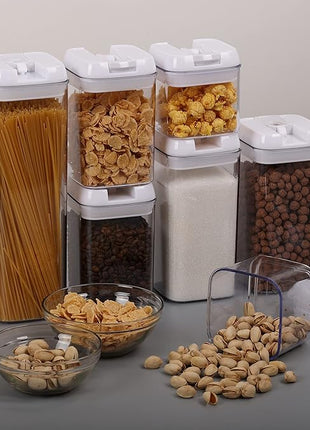 Vtopmart 6 PCS Airtight Food Storage Containers, BPA Free Plastic Snack Containers with Easy Lock Lids, for Kitchen Pantry Organization and Storage, Include 24 Labels, 0.5L