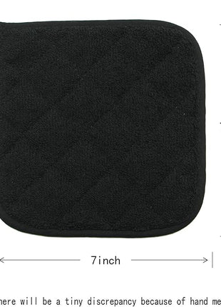 Cotton Pot Holders Cotton Made Machine Washable Heat Resistant Everyday Kitchen Basic Terry Pot Holder, Hot Pads, Trivet for Cooking and Baking Set of 4 (Black)