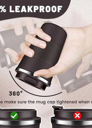 Insulated Coffee Tumblers with Flip Lid 12oz / 17oz, Stainless Steel Travel Coffee Mug Leak Proof, Vacuum Insulated Coffee Mug Reusable Cup, Keeps Cold and Hot for Coffee Tea