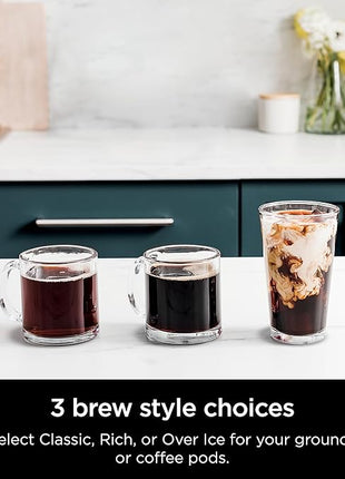 Ninja | Drip Coffee Maker | DualBrew Pro Hot & Iced Coffee Machine | Use with K-Cup Coffee Pods | 3 Brew Styles (Classic, Rich, & Iced) | 60oz Removable Reservoir & Dishwasher Safe | Black | CFP101