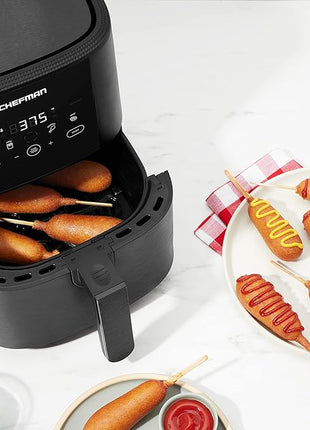 Chefman TurboFry Touch Air Fryer, The Most Compact And Healthy Way To Cook Oil-Free, One-Touch Digital Controls And Shake Reminder For The Perfect Crispy And Low-Calorie Finish, 5 Quart