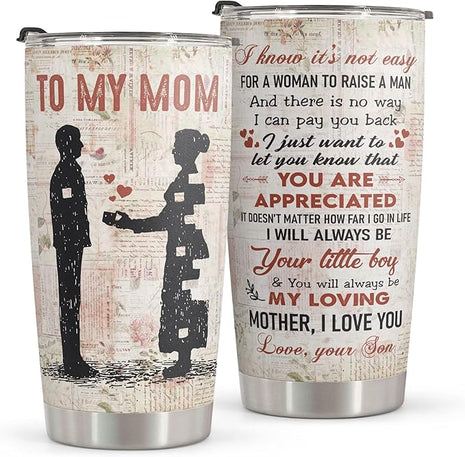 Macorner Mothers Day, Birthday Gifts for Mom, Women & Christmas Gifts From Son, Kids, Stainless Steel Tumbler 20oz