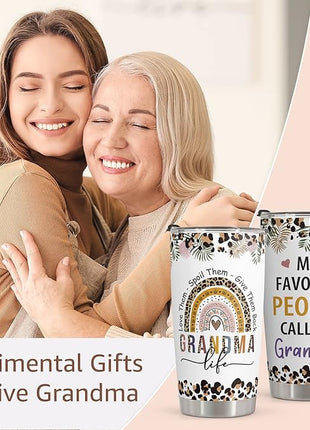 Macorner Grandma Gifts - Stainless Steel Tumbler 20oz for Women - Birthday Christmas Mothers Day Gift for Mom Nana Mimi From Daughter Son Grandkids - Best Grandma Ever