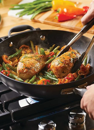 Anolon Advanced Home Hard Anodized Nonstick Frying/Saute/All Purpose Pan with Lid and Helper Handle, 12 Inch, Moonstone Dark Gray