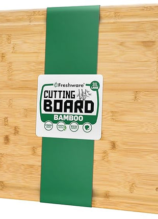 Freshware 24 Inch 3XL Bamboo Cutting Boards for Kitchen, Stove Top Butcher Block, Extra Large Wooden Carving Board for Meat, Veggies, Charcuterie Board with Deep Juice Grooves (3XL, 24x18")