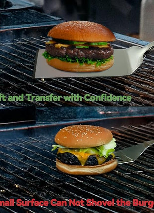 Metal Spatula for Cast Iron Skillet Grill & BBQ, Flat Top Griddle Spatulas for Burgers Fish Eggs, Stainless Steel Turner Flipper for Kitchen Use