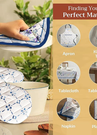 Maison d' Hermine Pot Holders Set 100% Cotton Heat Resistant Potholders 8" x 8" Hot Pads with Loop BBQ, Cooking, Baking, Grilling, Kitchen, Handling Hot Pans Spring/Summer (Pack of 2, Faience)