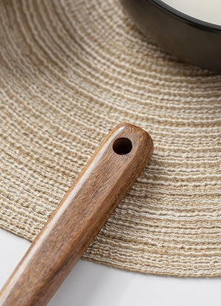 FJNATINH Wooden Soup Ladle Set, Kitchen Spoon Set Utensils, 4 Pcs Handmade Natural Teak Cooking Spoons, Long Handle Wooden Soup Ladle Spoon