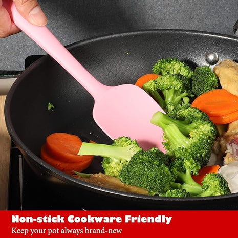 Heat Resistant Silicone Spatulas Set 6pcs, Seamless Design Non-Stick Mixing Spatulas with Stainless Steel Core, Premium BPA-Free Rubber Spatula Baking Cooking Utensile for Home Kitchen BBQ (pink)