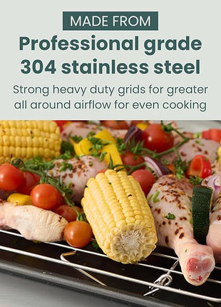 Ultra Cuisine Heavy Duty 3 Tiers, 16" x 10" Cooling Rack for Cooking and Baking - Professional Grade Premium 100% Stainless Steel Baking Rack & Wire Cooling Mesh - Dishwasher Safe - Pack 3