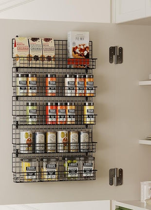 X-cosrack Spice Rack Organizer, 5-Tier Wall Spice Rack, Stackable Hanging Spice Jars Storage Racks, Great for Kitchen and Pantry, Up to Storage 48 Jars(Patent No.:D909138S)