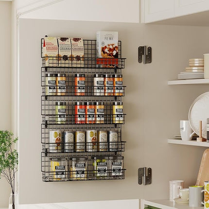 X-cosrack Spice Rack Organizer, 5-Tier Wall Spice Rack, Stackable Hanging Spice Jars Storage Racks, Great for Kitchen and Pantry, Up to Storage 48 Jars(Patent No.:D909138S)