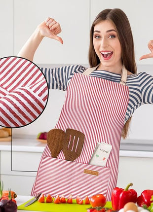 2 Pack Adjustable Bib Apron with 2 Pockets Chef Cooking Kitchen Restaurant Aprons for Women Men