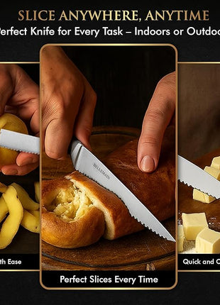 Bellemain Premium Steak Knives Set of 8, Kitchen Knife Sets with Steel Blades for Precise Cutting, Lightweight Steak Knife Set Stainless Steel & Durable, Serrated Steak Knives Dishwasher Safe