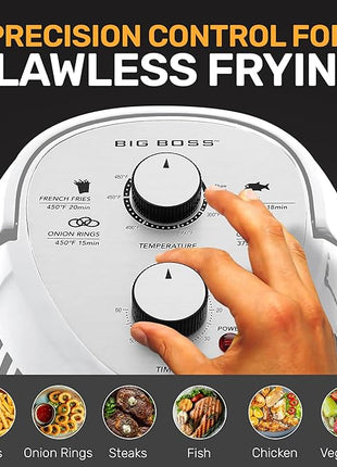 Big Boss 16Qt Large Glass Air Fryer Non Toxic – Family Sized Large Halogen Oven Cooker with 3 Cooking Sections, Stainless Steel Racks, French Fries, Chicken, No Preheat, Self Cleaning, Dishwasher Safe