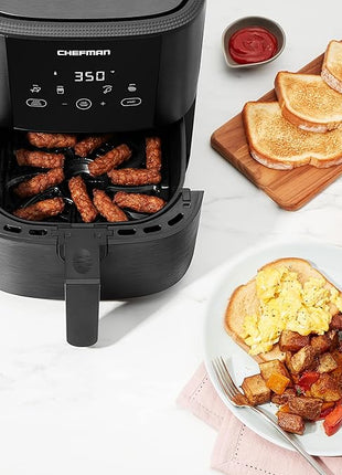 Chefman TurboFry Touch Air Fryer, The Most Compact And Healthy Way To Cook Oil-Free, One-Touch Digital Controls And Shake Reminder For The Perfect Crispy And Low-Calorie Finish, 5 Quart