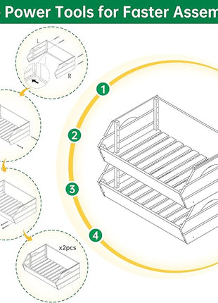 HABAU Wood Potato Onion Storage Bins - Wooden Stackable Produce Basket - Fruit Vegetable Storage for Kitchen Pantry Organization, Set 2 Pieces