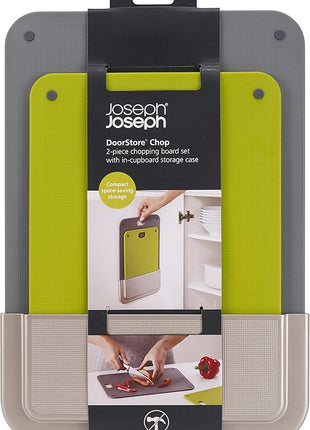 Joseph Joseph DoorStore Chop Cutting Board Set with Storage Case 3M Adhesive Wall and Cabinet Door Mount, 2-Piece, Multicolored