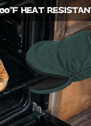 Oven Mitts and Pot Holders Set, Pack of 4, Heat Resistant Silicone Kitchen Mini Oven Mittens for 500 Degrees, Mini Oven Gloves and Hot Pads for Baking Grilling Barbecue Microwave Machine Washable