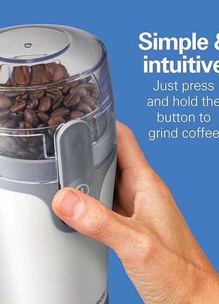 Hamilton Beach Fresh Grind Electric Coffee Grinder for Beans, Spices and More, Stainless Steel Blades, Removable Chamber, Makes up to 12 Cups, White