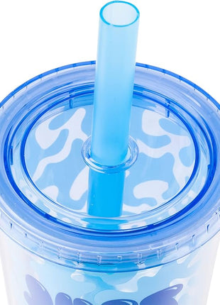 Silver Buffalo Disney Lilo and Stitch Cool Sunglasses Just Chill Plastic Boba Tumbler with Lid and Straw, 24 Ounces