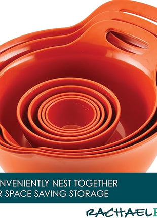 Rachael Ray Pantryware Mixing Bowl Measuring Cup and Utensil Set, 10 Piece, Orange