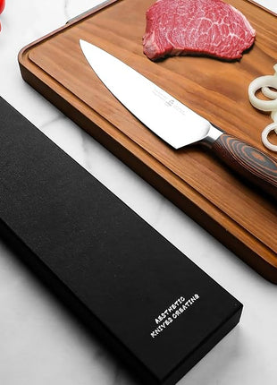 TUO Chef Knife, 8 inch Sharp Kitchen Knife with Pakkawood Handle, High Carbon Steel, Professional for Chopping & Dicing, Gift Box - Fiery Phoenix Series