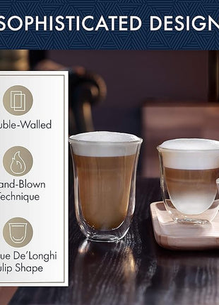 De'Longhi Double Walled Thermo Espresso and Latte Glasses Bundle (Set of 4)