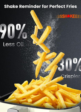 Nuwave Brio Plus Air Fryer 8 Qt, New & Improved, PFAS-FREE, 7 Digital One-Touch Cook Functions that AIR FRY, BAKE, ROAST, DEHYDRATE, TOAST, REHEAT, PREHEAT, 150 Presets, 50°F~400°F (Cream)