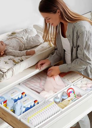 DIMJ Drawer Organizer Clothes - 20 Pack Closet Drawer Organizer Bins for Baby Clothes Storage, Fabric Dresser Organizer for Nursery Bedroom, Foldable Small Drawer Dividers for Underwear Socks