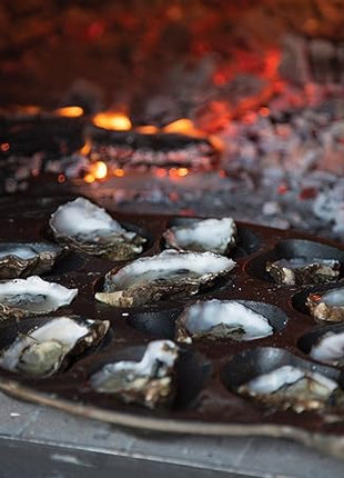 Outset 76225 Cast Iron Oyster Grill Pan, 12 Cavities, Black