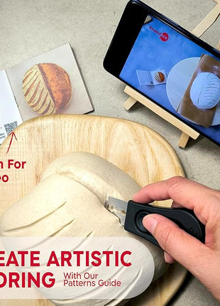 KneadAce Upgraded Magnetic Bread Lame, Professional Dough Scoring Tool with Extractable Blade, Sourdough Bread Tool for Baking, Includes Scoring Pattern Booklet & 5 Replaceable Razor Blades