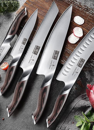 HOSHANHO Knife Set with Magnetic Knife Holder, 6 Pieces Japanese High Carbon Stainless Steel Kitchen Knife Sets, Ultra Sharp Professional Chef Knives Sets