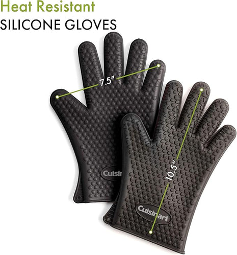 Cuisinart CGM-520 Heat Resistant Silicone Gloves, Black (2-Pack)