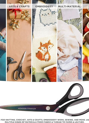 BambooMN Titanium Softgrip Scissors Set - Pinking, Sewing, Arts, Crafts, Office - 30 Sets of 4 - Black w/Grey