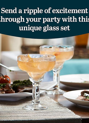 Libbey Yucatan Margarita Glasses Set of 4, 13.5 Oz, Stunning Ripple Bar Glass Set, Cocktail Glassware for Frozen Daiquiri, Slushy Punch, and More