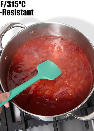 600°F Heat Resistant Silicone Spatula, Doosu High Temp Flexible Kitchen Rubber Bowl Scrapers Food Grade Seamless Baking Supplies Scratch-Proof for Scraping Non-Stick Pans (11.4in, Aqua Sky)