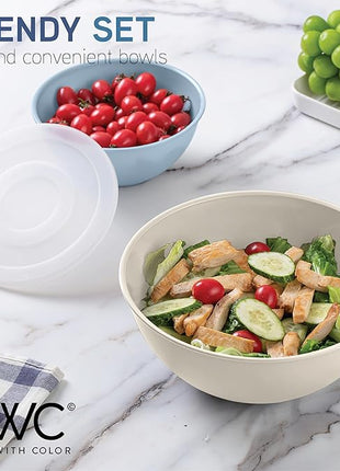 COOK WITH COLOR Plastic Mixing Bowls with Lids - 12 Piece Nesting Bowls Set includes 6 Prep Bowls and 6 Lids, Microwave Safe (Blue Ombre)