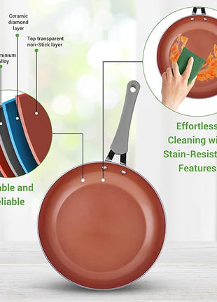 NutriChef 11 Pc Nonstick Cookware - PTFE/PFOA/PFOS Free Kitchenware Pots & Pans Set with Saucepan, Frying Pans, Cooking Pots, Lids, Utensils, Gray