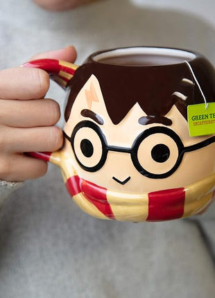 Harry Potter Figural Coffee Mug, 24 oz - Cute Chibi Design with Gryffindor Scarf Handle - Ceramic