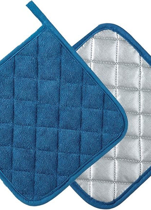 Joyhalo 4 Pack Pot Holders for Kitchen,Cotton Oven Holder with Great Heat Resistance,Non Slip Hot Pads for Kitchen Clearance,Federal Blue
