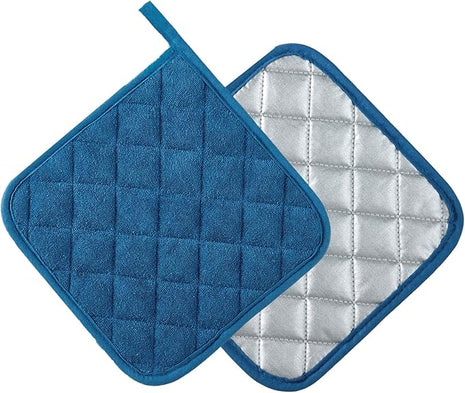 Pot Holders Buffalo Plaid Cotton Heat Resistant Potholder, Pot Holder, Hot Pads, Trivet for Cooking and Baking (5, Federal Blue)