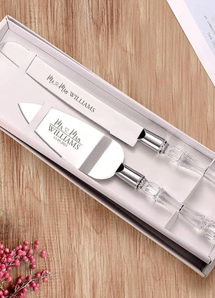AW BRIDAL Personalized Wedding Cake Knife and Server Set, Bridal Cake Cutting Set Wedding Gift Pie Cutter Cake Knife for Parties Events//DK2201CPP05//