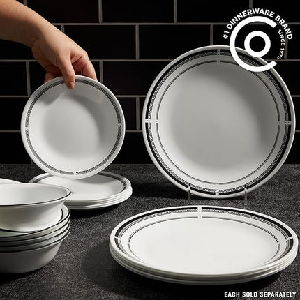 Corelle Vitrelle 10.25" Dinner Plates Set, Triple Layer Glass and Chip Resistant, Lightweight Round Plates, 6-Piece Brasserie