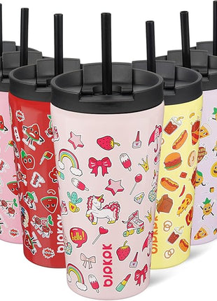 BJPKPK 18oz Insulated Tumbler With lid And Straw Stainless Steel Tumblers Travel Coffee Mug Reusable Thermal Cup,Unicorns