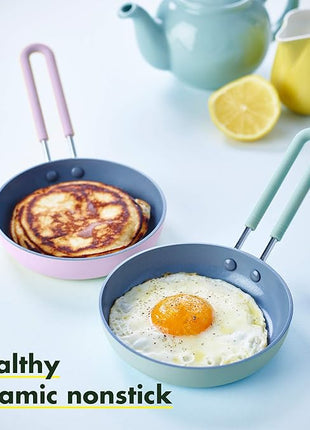 GreenPan Mini Healthy Ceramic Nonstick, 5" Round Egg Pan, PFAS-Free, Dishwasher Safe, Stay Cool Handle, Mint Green