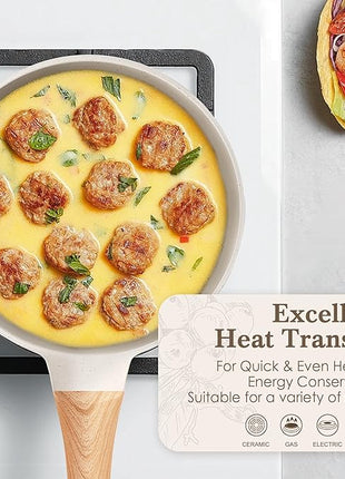 Non Stick Frying Pans - Granite Frying Pan Set Nonstick Frying Pan with Lid Egg Pan Omelette Pans for Cooking Pan Set, Kitchen Skillet Set Induction Cookware Chef's Pan Gift, 8", 9.5" &11"